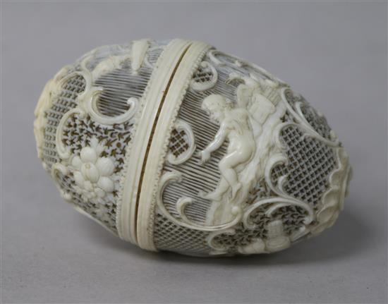 A European ivory carved egg